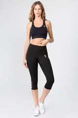 Lattice Capri Cutout Workout Leggings - Golden Star Yoga