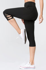 Lattice Capri Cutout Workout Leggings - Golden Star Yoga