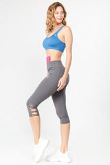 Active Lattice Capri Cutout Workout Leggings - Golden Star Yoga