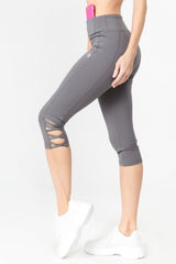 Active Lattice Capri Cutout Workout Leggings - Golden Star Yoga