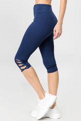 Active Lattice Capri Cutout Workout Leggings - Golden Star Yoga