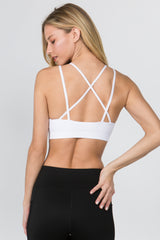 High Neck Mesh Overlay Sports Bra - Golden Star Yoga