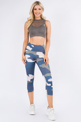 Blue Tones Capri Activewear Leggings - Golden Star Yoga