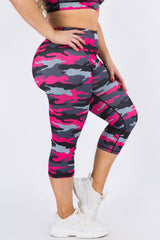 Pink Camouflage Capri Leggings - Golden Star Yoga