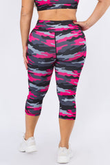 Pink Camouflage Capri Leggings - Golden Star Yoga