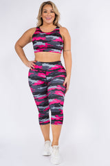 Pink Camouflage Capri Leggings - Golden Star Yoga