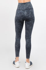 High Waist Acid Wash Workout Leggings - Golden Star Yoga