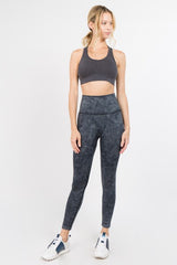 High Waist Acid Wash Workout Leggings - Golden Star Yoga