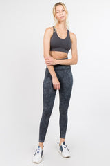 High Waist Acid Wash Workout Leggings - Golden Star Yoga