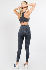 High Waist Acid Wash Workout Leggings - Golden Star Yoga