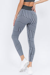 Active Striped Seamless Leggings - Golden Star Yoga