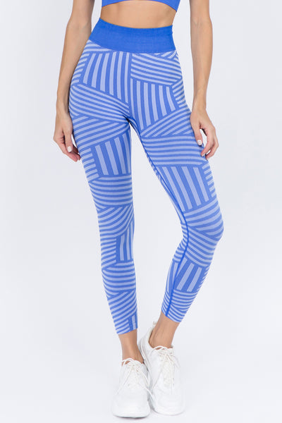 Active Striped Seamless Leggings - Golden Star Yoga