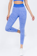 Active Striped Seamless Leggings - Golden Star Yoga