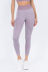 Striped Seamless Leggings - Golden Star Yoga