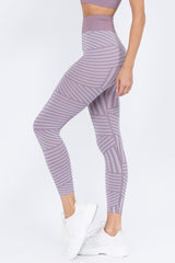 Striped Seamless Leggings - Golden Star Yoga