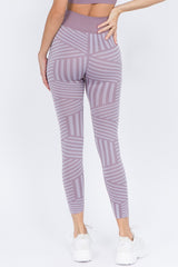 Striped Seamless Leggings - Golden Star Yoga