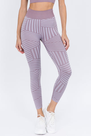 Striped Seamless Leggings - Golden Star Yoga