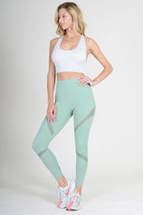 Mesh-Panel Active Leggings with Zippered Pocket - Golden Star Yoga