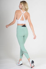 Mesh-Panel Active Leggings with Zippered Pocket - Golden Star Yoga