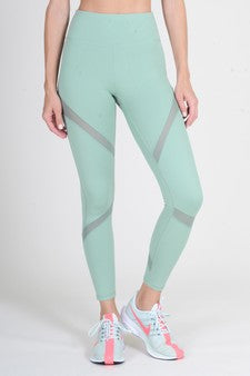 Mesh-Panel Active Leggings with Zippered Pocket - Golden Star Yoga