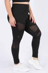 Active Mesh Striped Single Pocket Leggings - Golden Star Yoga