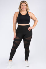 Active Mesh Striped Single Pocket Leggings - Golden Star Yoga