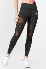 Active Mesh Striped Single Pocket Leggings - Golden Star Yoga