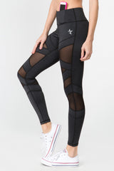 Active Mesh Striped Single Pocket Leggings - Golden Star Yoga