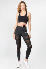 Active Mesh Striped Single Pocket Leggings - Golden Star Yoga