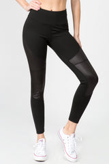 Active Faux Leather Detail Leggings - Golden Star Yoga