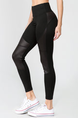 Active Faux Leather Detail Leggings - Golden Star Yoga