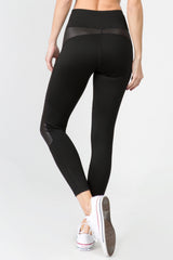 Active Faux Leather Detail Leggings - Golden Star Yoga