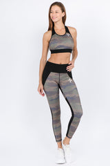 Active Color Block Camouflage Leggings - Golden Star Yoga