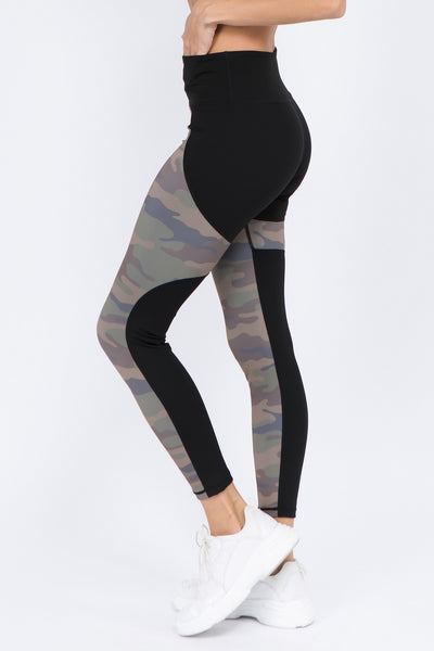 Active Color Block Camouflage Leggings - Golden Star Yoga