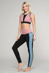 Color Block Detail Workout Leggings - Golden Star Yoga