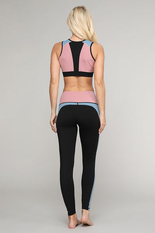 Color Block Cropped Active Sports Bra - Golden Star Yoga