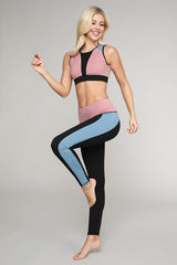 Color Block Detail Workout Leggings - Golden Star Yoga