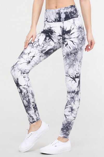 White Tie-Dye Leggings - Golden Star Yoga