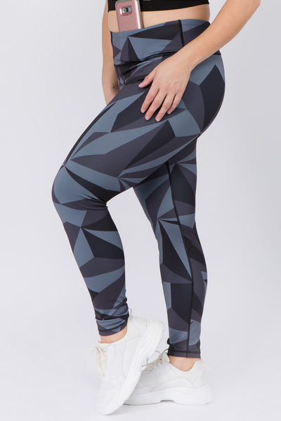 Active High Rise Geo Print Workout Tights - Golden Star Yoga