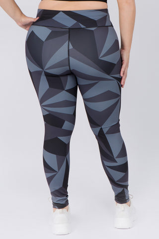 Active High Rise Geo Print Workout Tights - Golden Star Yoga