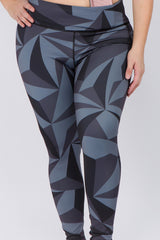 Active High Rise Geo Print Workout Tights - Golden Star Yoga