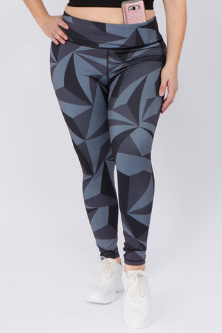 Active High Rise Geo Print Workout Tights - Golden Star Yoga