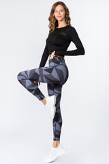 High Rise Geo Print Workout Leggings - Golden Star Yoga