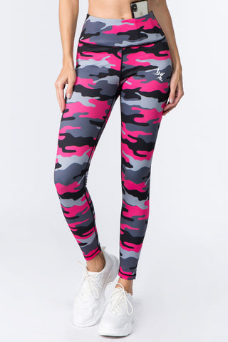 Active Pink Camouflage Workout Leggings - Golden Star Yoga