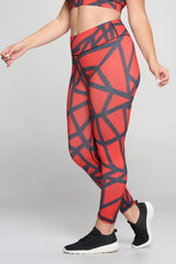 Abstract Grid Printed Leggings - Golden Star Yoga