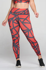 Abstract Grid Printed Leggings - Golden Star Yoga